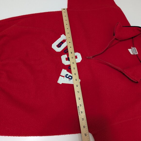Vintage Guess USA Red Fleece Sweatshirt Quarter Zip - Size M - Picture 9 of 12